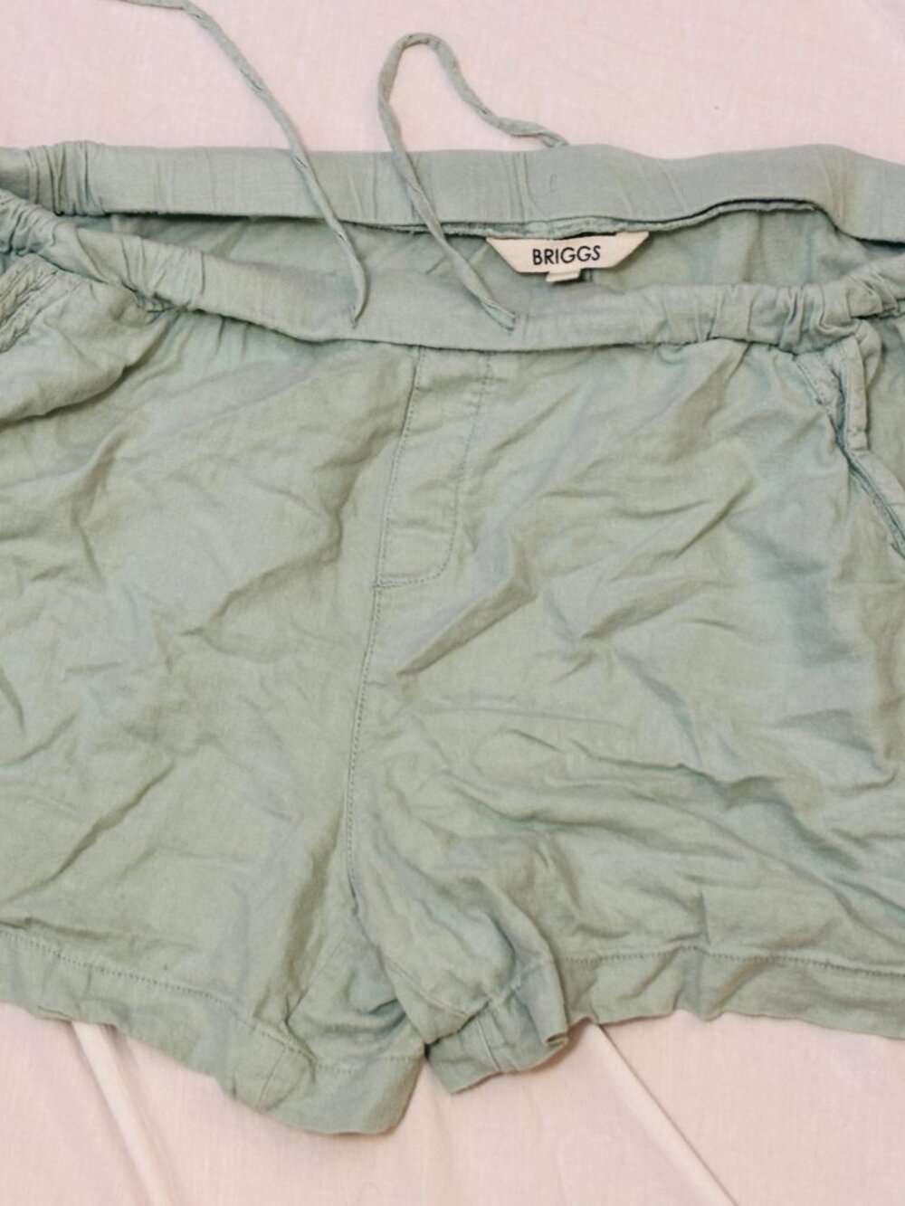 Briggs Linen Shorts Women's Size XL teal light green Drawstring